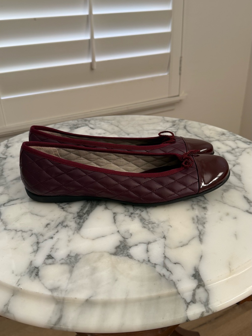 Blowfish Quilted Burgundy Ballet Flats with Glossy Cap - Picture 4 of 7